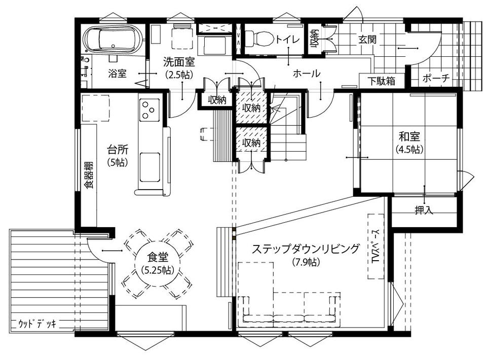 住研ハウスの施工事例_1F間取り